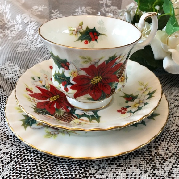 Royal Albert Other - Vintage Royal Albert Poinsettia Trio: Teacup, Saucer & 6.25” Plate, England